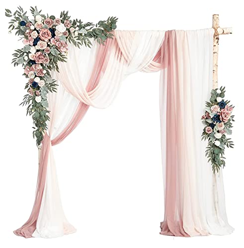 Künstliches Blumenset für Hochzeitsbögen, 2 Stück Blumenbögen, Blumengirlanden mit 3 Stück Bogendrapierung, Blumenbogen aus Stoff für Zeremonien, Hochzeitsempfänge, Hintergrunddekorationen, Rose von WODAMOYUAN