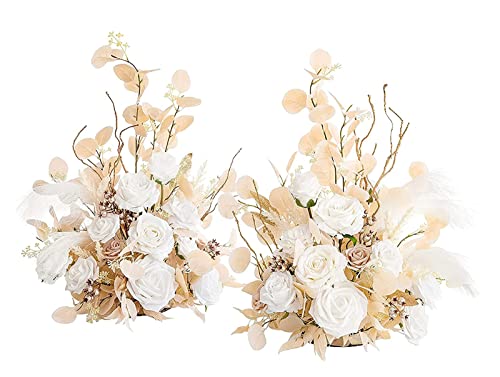 WODAMOYUAN 2er-Set freistehendes künstliches Blumenarrangement, Tischdekoration für die Hochzeit mit Eukalyptus, künstliche Seidenblume für die Hochzeitszeremonie, Willkommenseingang von WODAMOYUAN