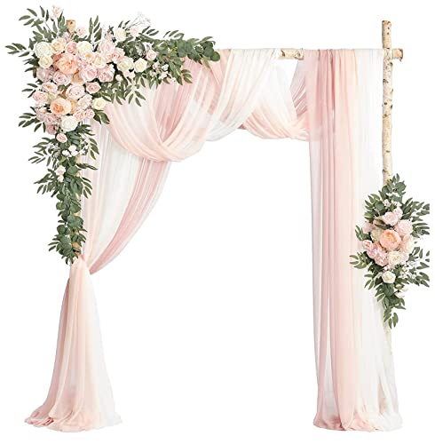 WODAMOYUAN Blumen für Hochzeitsbögen, Kunstblumen-Set für Hochzeitsbögen (5er-Pack) – 2 Eckblumen/3 durchscheinende Vorhänge für die Hintergrunddekoration bei Hochzeitszeremonien und Empfängen von WODAMOYUAN