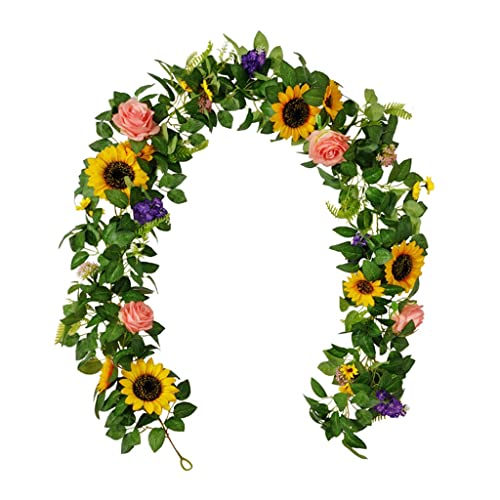 WODAMOYUAN Simulation Hängen Wand Tür Hause Dekoration Künstliche Sonnenblume Rattan Blume Hochzeit Hänge Garland Party Garten von WODAMOYUAN