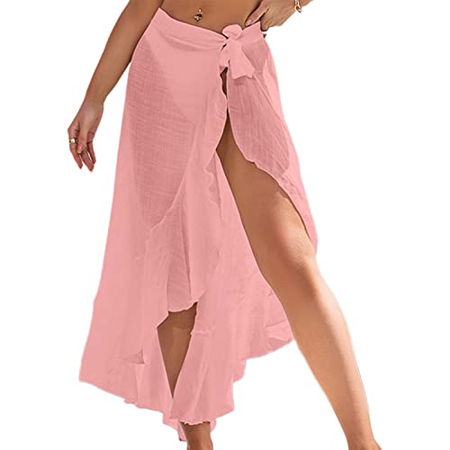 WOEIFGV Rüschen Trim Sarong Coverups für Damen Badeanzug Badeanzug Wrap Rock Beach-Bikini Cover-Ups Bademode von WOEIFGV