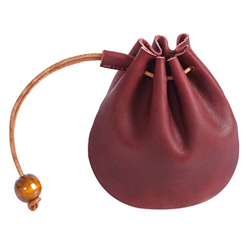 WOFASHPURET Mini-Leder-Aufbewahrungstasche Vintage-Münzbeutel Mit Kordelzug Einfache Kleingeld-Schmucktasche Multifunktionale Schlüsseltasche () von WOFASHPURET