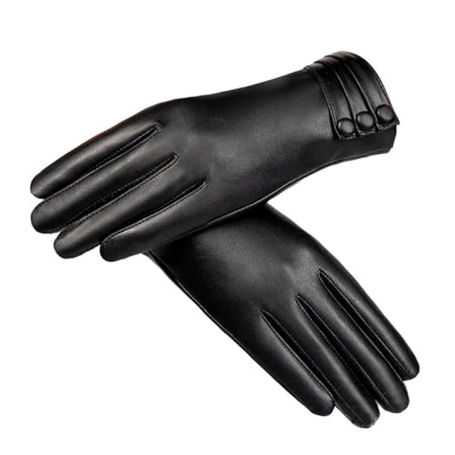 WOFASHPURET Tragbare Winterhandschuhe Für Herren Leder Touchscreen Handschuhe Winddicht Und Warm Ideal Für Outdoor Aktivitäten Fahrradtouren Und Kaltes Wetter Mit Schnappverschluss von WOFASHPURET