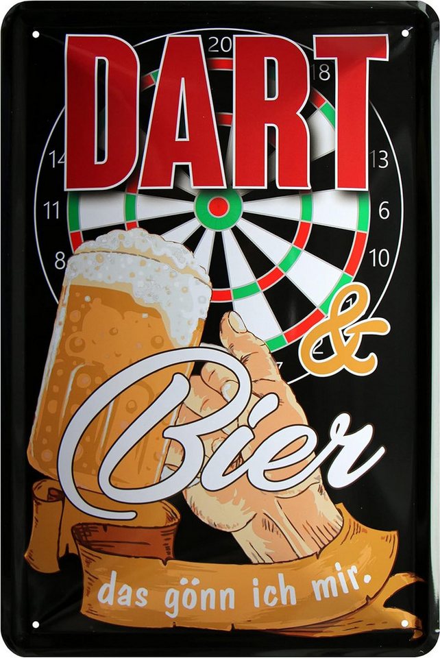 WOGEKA ART Metallbild Dart und Bier gönn ich mir - 20 x 30 cm Retro Blechschild, Metallschild Wanddeko Spruch Schild Wandbild Dartscheibe Hobbyraum WOGEKA ART Metallbild Dart und Bier gönn ich mir - 20 x 30 cm Retro Blechschild, Metallschild Wanddeko Spruch Schild Wandbild Dartscheibe Hobbyraum von WOGEKA ART