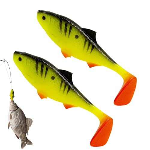 WOGXN Swimbait Tail Grub Lures, Angelköder für Süß- und Salzwasser - 2 Stück Barschköder Angelköder,Raubfisch-Angelköder Barsch mit Haken fangen von WOGXN