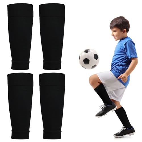 2 Paar Kinder Fußball Stutzen,Atmungsaktive&Elastische Fußballsocken, Schienbeinschutz&Knieschoner für 135-160cm Jungen&Mädchen,Sportstutzen ohne Socken,Fussball Stutzen Kinder Fußballtraining von WOKICOR