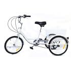 WOLEGM 24 Zoll Dreirad, 8 Gange 3 Rad Fahrrad Outdoor Tricycle mit Einkaufskorb Korb bis 44.09lbs,Weiß von WOLEGM