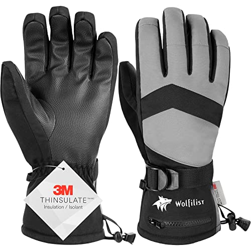 WOLFILIST Wasserdicht Skihandschuhe Herren Damen, 3M Winddichte warm Winterhandschuhe, Snowboardhandschuhe mit Winter Handschuhe Fahrrad, Touchscreen thermohandschuhe von WOLFILIST