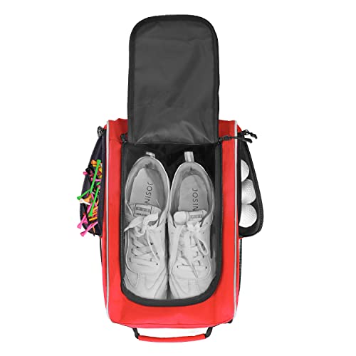 WOLT Golf-Schuhtasche – Sport- und Reisetaschen mit Belüftung und doppelter Außentasche für Zubehör für Damen und Herren, Rot/Ausflug, einfarbig (Getaway Solids), Large, Sportschuhtasche von WOLT