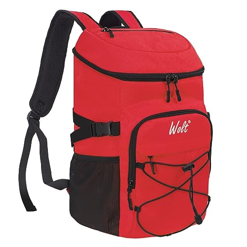 WOLT Rucksack-Kühler, isoliert, auslaufsicher, 24 Dosen, weiche Seiten, Kühlrucksack, Lunchbox, Strandkühler, Rucksack, Camping-Kühler, Rucksack, Getränke, Bierkühler von WOLT