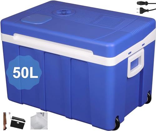 WOLTU Kühlbox Auto 50L Elektrisch 12v 230v, Zum Kühlen und Warmhalten, Camping Kühlbox Auto und Steckdose, Thermobox Kühlschrank Groß für Strand, Beach, Picknick, Summer Saver, Blau von WOLTU