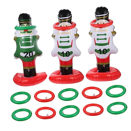 WOONEKY 1 Satz Weihnachtsring Bevorzugt Dekoration Weihnachtsparty Liefert Aufblasbare Weihnachts-nussknacker Wurfspiele Für Draußen Weihnachtsfeier Spiele Spielzeug Ringwurfspiel PVC von WOONEKY