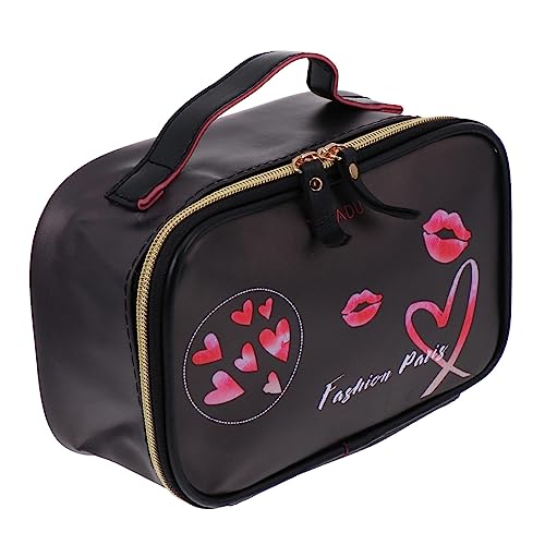 WOONEKY 1Stk Make-up-Kulturbeutel Make-up mit Reißverschluss Kulturbeutel für Damen Kosmetiktasche Makeup Tasche Reisetaschen-Toilettenartikel Make-up-Taschen gestreifte Waschtasche Pu von WOONEKY