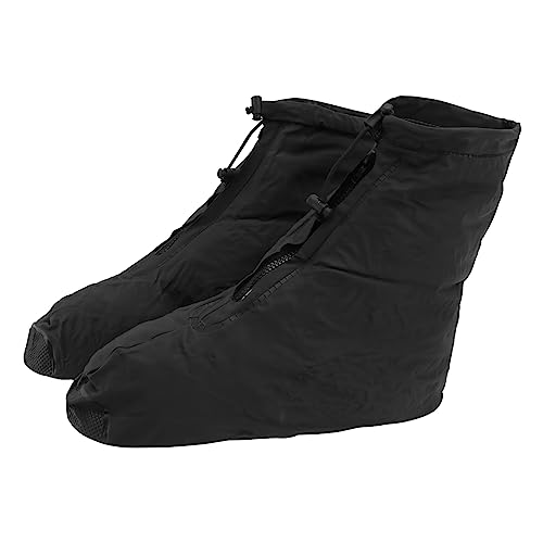 WOONEKY 2 Paar Schuhschutz Überschuhe Für Kinder Fahrradschuhüberzug Wasserdichter Stiefel Winterüberschuhe Regenstiefel Für Kinder Sandfester Regenstiefel Regen Überschuh Black PVC von WOONEKY