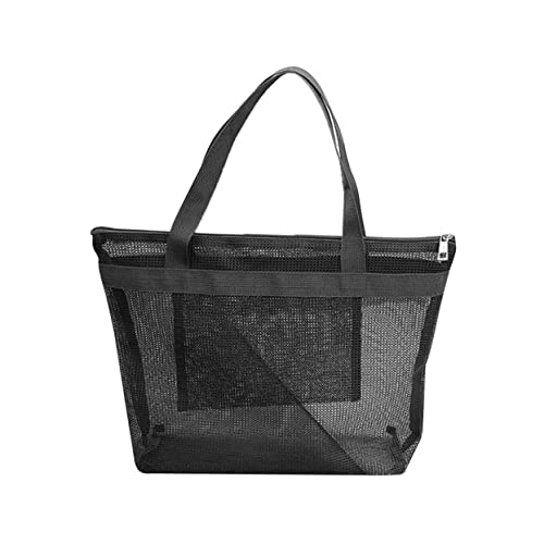 WOONEKY 2st Bad Saunatasche Strandtasche Reise-Einkaufstasche Badetasche Mesh-duschtasche Gittergewebe Mesh-dusche Badespielzeug-Organizer Reiseduschkorb Reise Waschtasche Polyester Black von WOONEKY