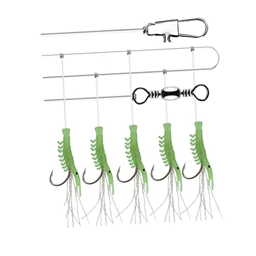 WOONEKY 3 Saiten Köder Angelhaken Leuchtender Angelhaken Tintenfischhaken Garnelenhaken Fischköder Haken Vorrichtungen Swimbait-Haken Angelköder-rigs Angelköder Köder Köderhaken Green von WOONEKY