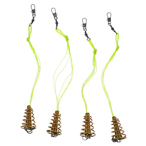 WOONEKY 4 Stück Feder Haken schnappschäkel federhaken Fishing Angelvorrichtungen Angeln mit Widerhaken klemmbausteine Angelgerät mit Spring Feeder Köderfalle für Karpfen Yellow von WOONEKY