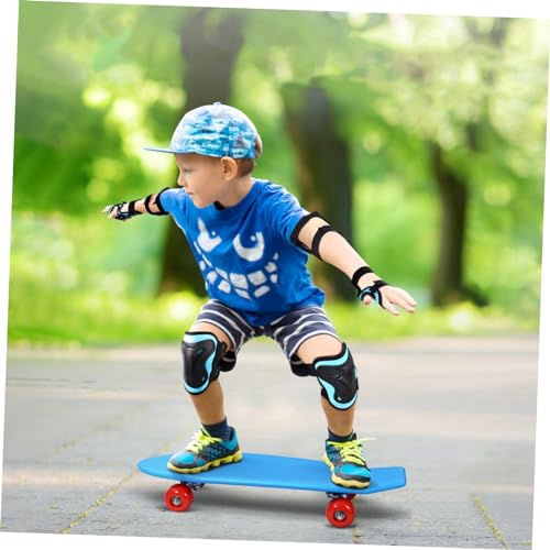 WOONEKY Blauer Skateboard-Anzug Skateboard Für Drinnen Gleitbrett Cruiser-Skateboard Für Kinder Lange Bretter Longboards Cruiser-Longboard Ellbogenschützer Für Skateboards Metall von WOONEKY