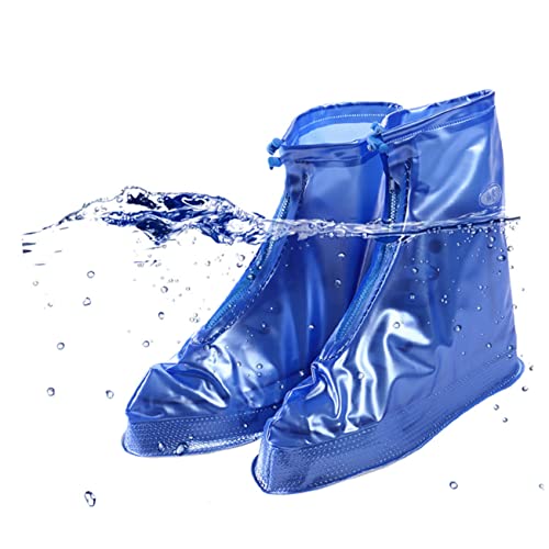 WOONEKY Unisex Verdickter Regenschuhbezug Wasserdicht Und rutschfest Wiederverwendbare Regen Und Schnee Überschuhe Größe M Blau Optimaler Regenschutz Für Schuhe Bei Nässe Und von WOONEKY