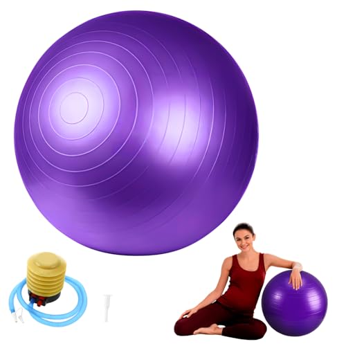 WOONEKY Yoga-Ball Wiederverwendbarer Gymnastikball Übungszubehör Trainingsball Großer Gymnastikball Gleichgewichtstrainer Stabilitätsball Kernkugel Workout-Pilates-Ball Violett PVC von WOONEKY