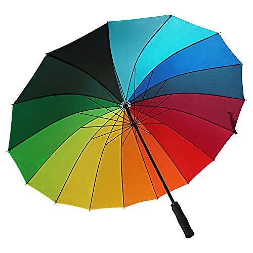 WOP ART XL Regenschirm in Regenbogenfarben bunt Durchmesser 104 cm mit Aufspann Automatik von MT