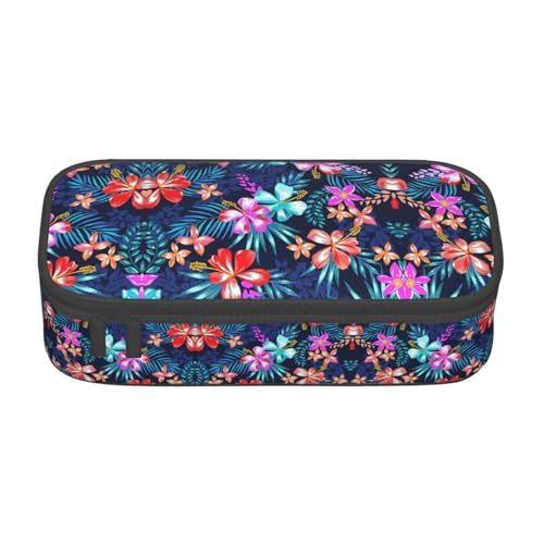 WOPQS Federmäppchen mit Blumenmuster, multifunktional, Aufbewahrungstasche, Büro, große Kapazität, Federmäppchen, Blau, Schwarz , Einheitsgröße, Taschen-Organizer von WOPQS