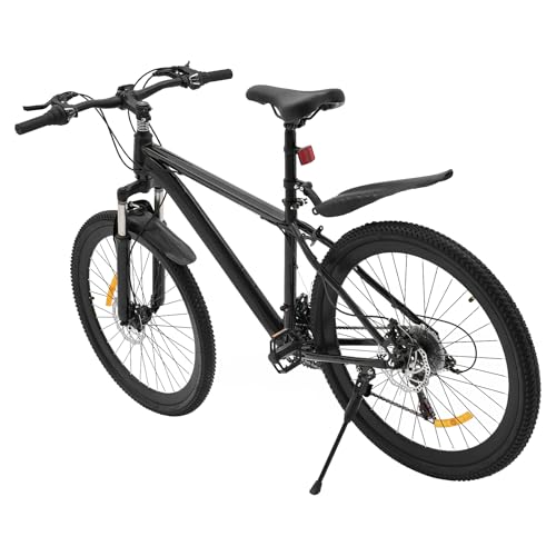 WOQLIBE 26'' Mountainbike, 21 Gang MTB ab 160-185cm - Tragfähigkeit 100 kg, Scheibenbremse Fahrrad, Herren/Damen MTB für Städte, Parks, Bürgersteige, Strände (Schwarz) von WOQLIBE