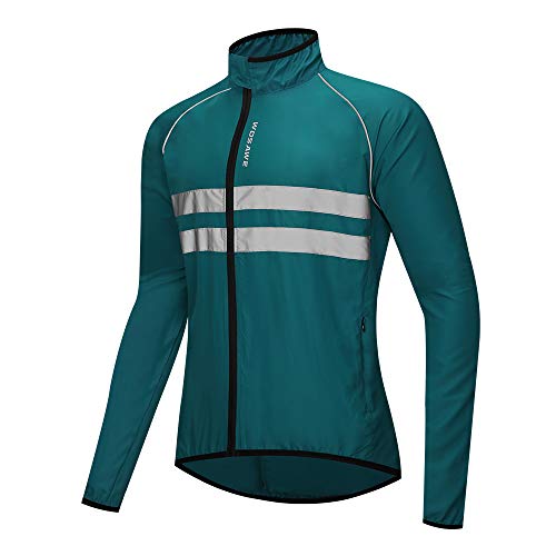 WOSAWE Herren Radjacke Leicht Reflektierende Fahrradjacke Winddichte Wasserabweisend Laufjacke (215 Navy, XXL) von WOSAWE