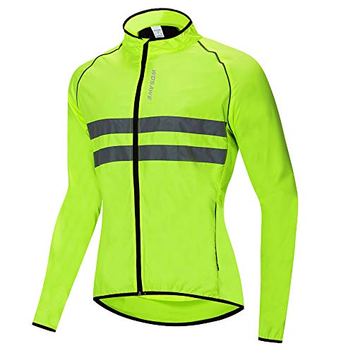 WOSAWE Herren Radjacke Leicht Reflektierende Fahrradjacke Winddichte Wasserabweisend Laufjacke (215 Grün, M) von WOSAWE