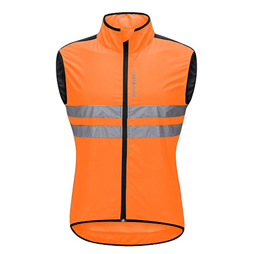 WOSAWE Herren Damen Fahrradweste Reflektierende Radweste Winddicht Atmungsaktiv ärmellos Jacke Laufweste (05 Orange, M) von WOSAWE