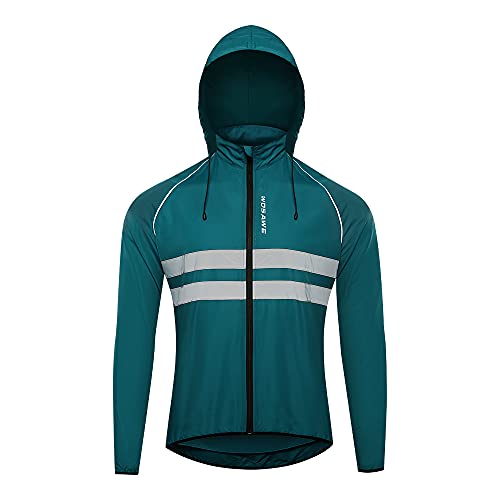 WOSAWE Herren Softshell Jacke mit Kapuze, Atmungsaktiv Windjacke Lightweightjacke für Wandern Radfahren Bergsteigen Laufen (BL225 Navy XXXL) von WOSAWE