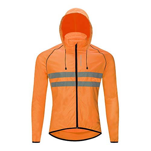 WOSAWE Herren Softshell Jacke mit Kapuze, Atmungsaktiv Windjacke Lightweightjacke für Wandern Radfahren Bergsteigen Laufen (Orange XL) von WOSAWE