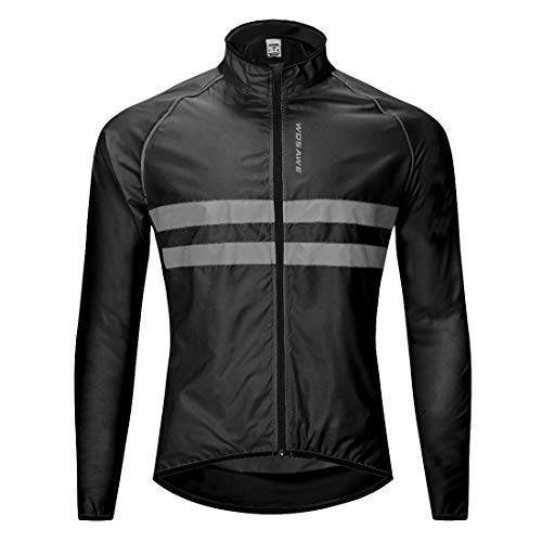 WOSAWE Herren-Windjacke, hohe Sichtbarkeit, wasserabweisend, reflektierend, Windbreaker, Schwarze Jacke 215, Large von WOSAWE