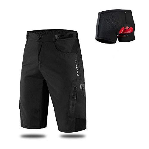WOSAWE Radhose Herren Atmungsaktiv Schnelltrocknend Mountainbike Kurz Hose + 3D Fahrradhose Gepolstert (Schwarz XXL) WOSAWE Radhose Herren Atmungsaktiv Schnelltrocknend Mountainbike Kurz Hose + 3D Fahrradhose Gepolstert (Schwarz XXL) von WOSAWE