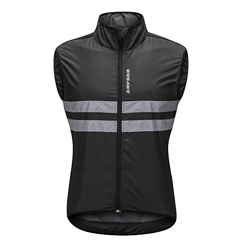 WOSAWE Herren Damen Fahrradweste Reflektierende Radweste Winddicht Atmungsaktiv ärmellos Jacke Laufweste (05 Schwarz, L) von WOSAWE