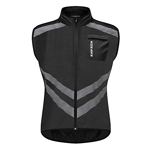 WOSAWE Herren Damen Fahrradweste Reflektierende Radweste Winddicht Atmungsaktiv ärmellos Jacke Laufweste (08 Schwarz, XXXL) von WOSAWE