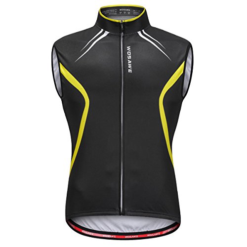 WOSAWE Radweste Radsport Reflektierende Sleeveless Radfahren Jacke für Männer Mantel Fahrrad Ultraleicht und Winddicht Weste (Schwarz XXXL) von WOSAWE