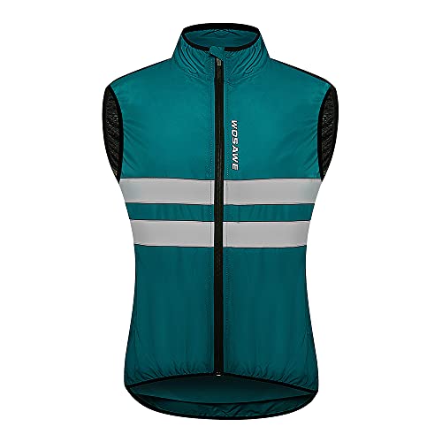 WOSAWE Herren Damen Fahrradweste Reflektierende Radweste Winddicht Atmungsaktiv ärmellos Jacke Laufweste (05 Navy, L) von WOSAWE