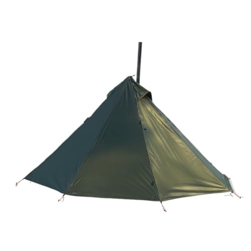 Camping Zelt Wasserdichtes Camping-Doppelschicht-Zelt-Set for Den Außenbereich, Einzelner Holzofen, Pyramiden-Kaminzelt, Campingzelt Tent Camping(Green,B) von WOSHIXIAOKEAI