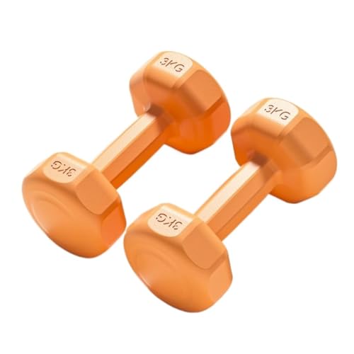 Hantelset Mit Gewichten Hantel Fitness Home Krafttraining Solide Getaucht Kunststoff Kettlebell Arm Muscle Gummi Beschichtet Hantel Hantelset(Orange,4kg) von WOSHIXIAOKEAI