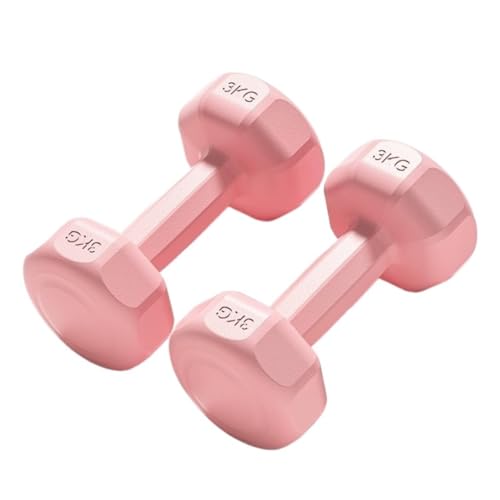 Hantelset Mit Gewichten Hantel Fitness Home Krafttraining Solide Getaucht Kunststoff Kettlebell Arm Muscle Gummi Beschichtet Hantel Hantelset(Pink,4kg) von WOSHIXIAOKEAI