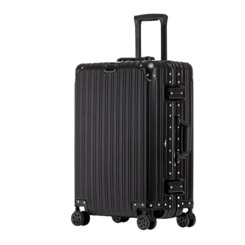 WOSHIXIAOKEAI Reisekoffer 20-Zoll-Trolley Aus Vollaluminium-Magnesiumlegierung, Passwortkoffer Mit Aluminiumrahmen, Boarding-Koffer Koffer(Black) von WOSHIXIAOKEAI