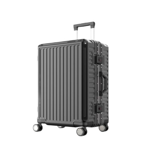 WOSHIXIAOKEAI Reisekoffer Aluminiumrahmen, Metallseitenkoffer, 26-Zoll-Anti-Fall-Zugstange, Business-Koffer, multifunktionaler Boarding-Koffer Koffer(Black,32in) von WOSHIXIAOKEAI