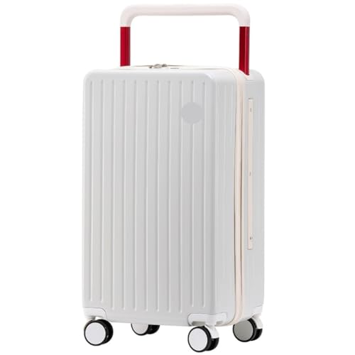 WOSHIXIAOKEAI Reisekoffer Breiter Trolley-Koffer, Universal-Rollenkoffer, Flacher Boden, Trolley-Koffer for Männer Und Frauen, Code-Koffer Koffer(White,24in) von WOSHIXIAOKEAI