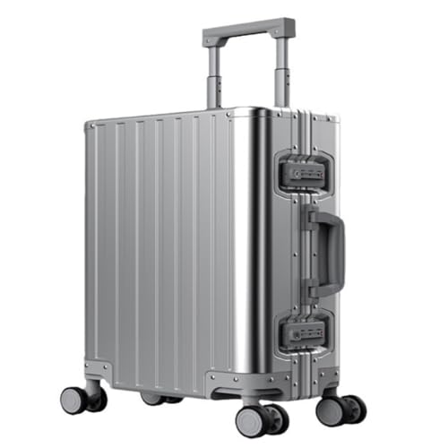 WOSHIXIAOKEAI Reisekoffer Ganzmetallbox, Trolley-Koffer Aus Aluminium-Magnesium-Legierung, Rollenkoffer, Herren- Und Damenkoffer Koffer(Silver) von WOSHIXIAOKEAI