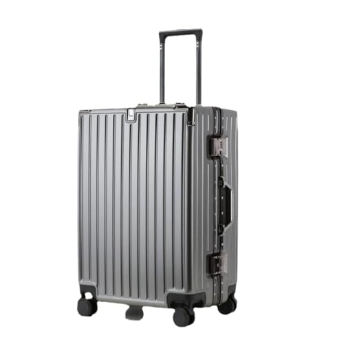 WOSHIXIAOKEAI Reisekoffer Herren- und Damen-Aluminiumrahmen-Koffer, Trolley-Koffer, Boarding-Koffer, geräuschlos, Universal-Rad, Passwort-Box Koffer(Gray,24) von WOSHIXIAOKEAI