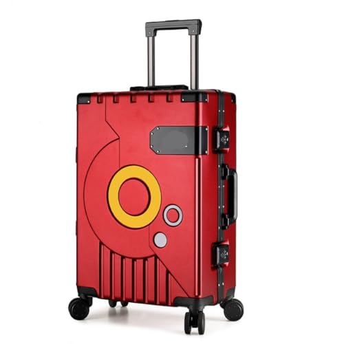 WOSHIXIAOKEAI Reisekoffer Herren- und Damenkoffer, Ins-Trolley-Koffer, Universal-Rad-Boarding-Koffer, Gepäck, Passwort, Ledertasche Koffer(Red,22in) von WOSHIXIAOKEAI