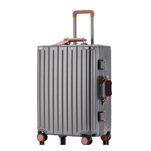 WOSHIXIAOKEAI Reisekoffer Koffer, Aluminiumrahmen, Universal-Rad-Trolley, Business-Koffer, Herren-Passwort-Boarding-Koffer Koffer(Gray,26in) von WOSHIXIAOKEAI