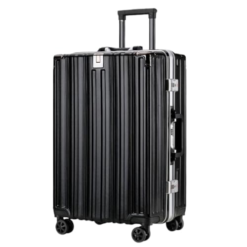 WOSHIXIAOKEAI Reisekoffer Koffer Aluminiumlegierung Sitzkoffer Koffer Männer Und Frauen Schloss Trolley-Koffer Modischer Boarding-Koffer Koffer(Black) von WOSHIXIAOKEAI