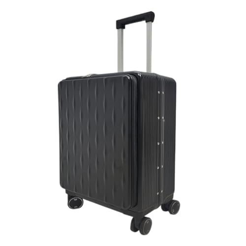 WOSHIXIAOKEAI Reisekoffer Koffer mit Frontöffnung, geräuschloser Universal-Rollen-Boarding-Koffer, 24-Zoll-Trolley-Koffer mit Passwortschloss Koffer(Black,20in) von WOSHIXIAOKEAI